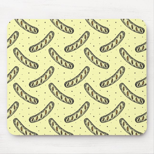 Sausage Pattern on Polka Dot Background Mouse Pad (Front)