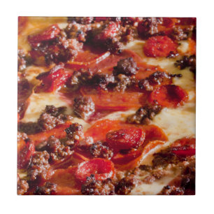 sausage pepperoni pizza ceramic tile