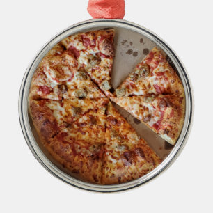 Sausage Pizza Thick Crust Food Christmas   Metal Ornament