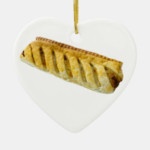 Sausage Roll Heart Shaped Christmas Ornament