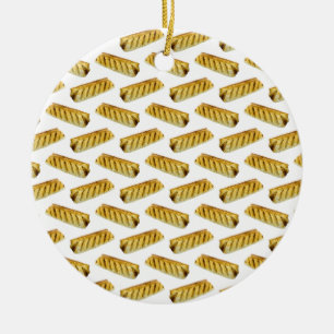 Sausage Roll Polka Dot Pattern Ceramic Ornament