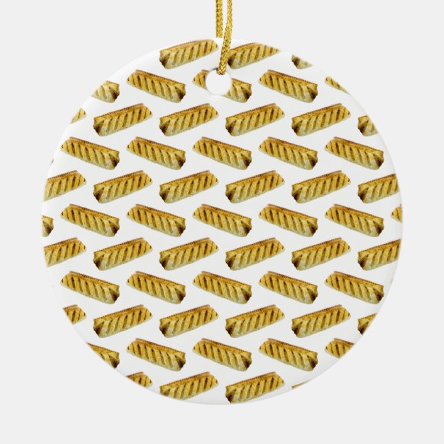 Sausage Roll Polka Dot Pattern Ceramic Ornament (Front)