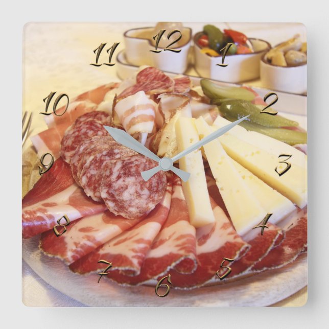 Sausage shop square wall clock (Front)