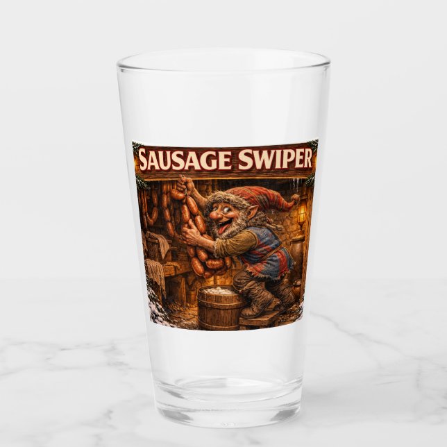 Sausage Swiper Yule Lad  Glass (Front)