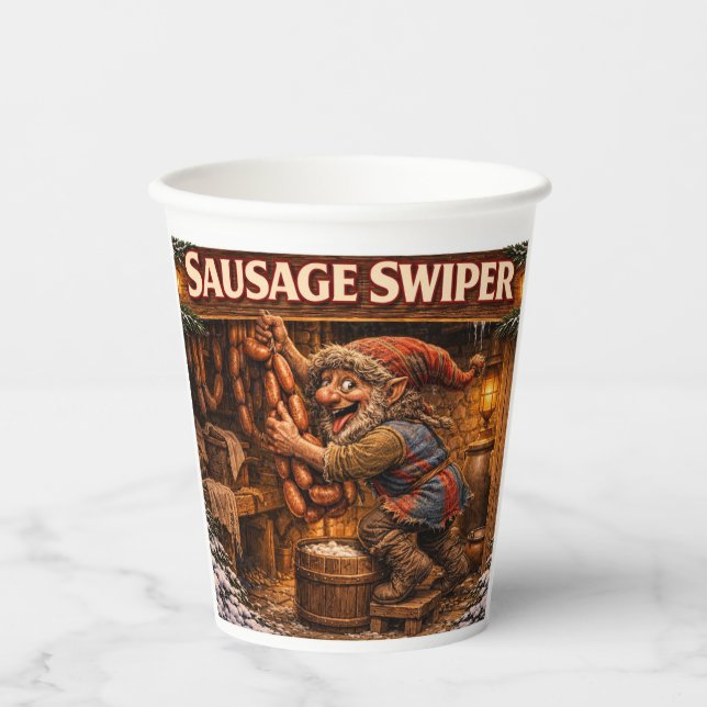 Sausage Swiper Yule Lad  Paper Cups (Front)
