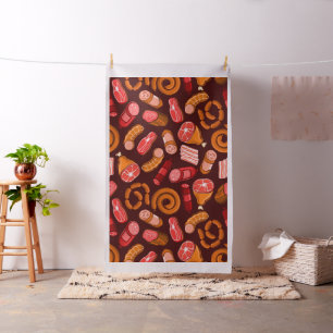 Sausages and meat pattern fabric