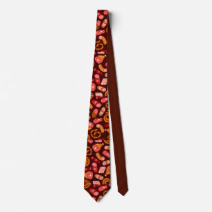 Sausages and meat pattern  tie