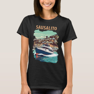 Sausalito California Harbour Retro Travel T-Shirt