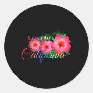 Sausalito California Tropical Flowers Family Vacat Classic Round Sticker
