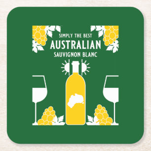 Sauvignon Blanc Wine Drinker Square Paper Coaster