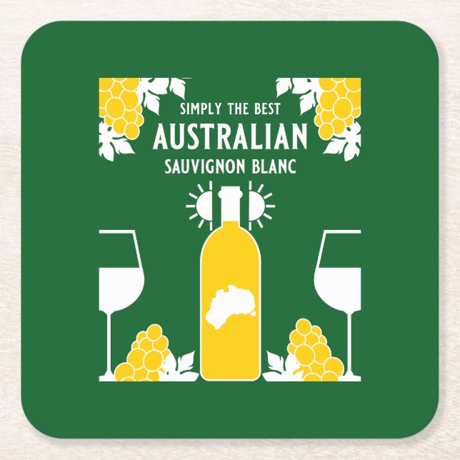Sauvignon Blanc Wine Drinker Square Paper Coaster (Front)