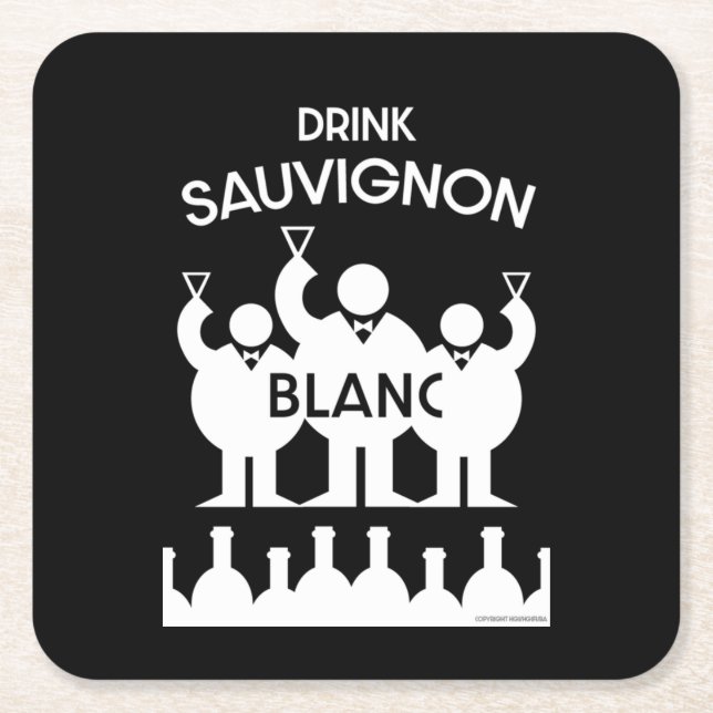 Sauvignon Blanc Wine Drinker Square Paper Coaster (Front)