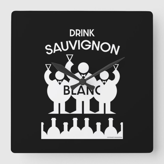 Sauvignon Blanc Wine Drinker Square Wall Clock (Front)