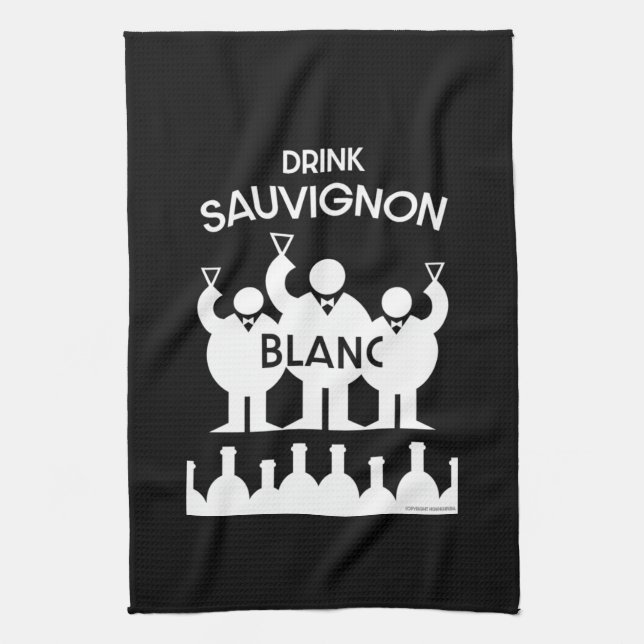 Sauvignon Blanc Wine Drinker Tea Towel (Vertical)