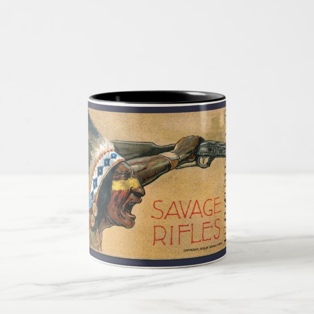Savage Arms Screaming Indian Two-Tone Coffee Mug (Center)