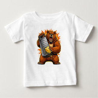 Savage Bear Grating Cheese | Funny Aggressive Anim Baby T-Shirt