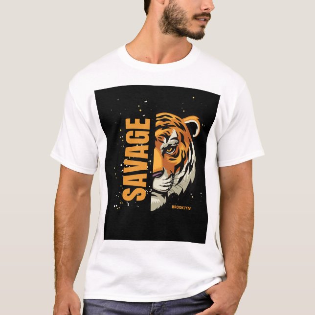 Savage Brooklyn Tiger Graphic – Urban Streetwear S T-Shirt (Front)