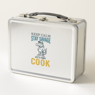 Savage Cook Alligator Vintage Engraving Graphic_1 Metal Lunch Box