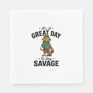 Savage Dog Vintage Engraving T-Shirt Design_1 Napkin