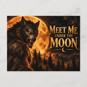 Savage Moon   Werewolf Halloween Party Holiday Postcard