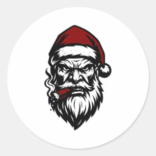 Savage Santa Claus Smoking Cigar Christmas  Classic Round Sticker