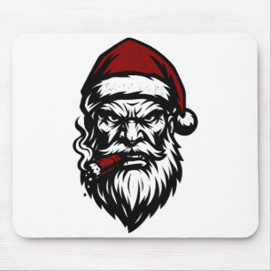 Savage Santa Claus Smoking Cigar Christmas Mouse Pad
