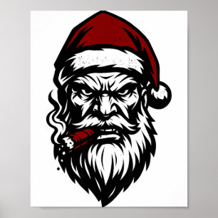 Savage Santa Claus Smoking Cigar Christmas Poster