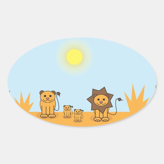 Savanna animals oval sticker (Front)