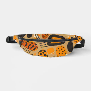 "Savanna Pop: Tribal Vibes in Orange & Black" Bum Bags