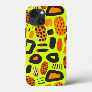 "Savanna Pop: Tribal Vibes in Orange & Black" iPhone 13 Mini Case