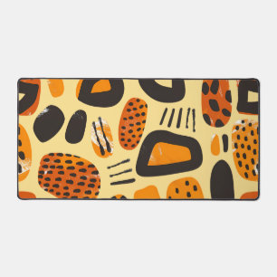 "Savanna Pop: Tribal Vibes in Orange & Black" Desk Mat