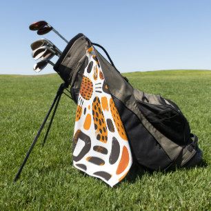 "Savanna Pop: Tribal Vibes in Orange & Black" Golf Towel