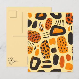 "Savanna Pop: Tribal Vibes in Orange & Black" Invitation Postcard