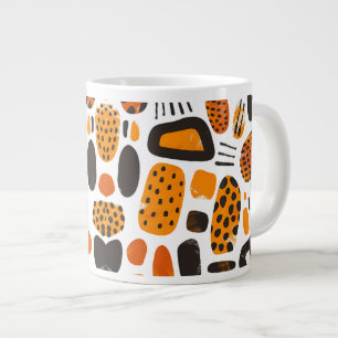 "Savanna Pop: Tribal Vibes in Orange & Black" Large Coffee Mug