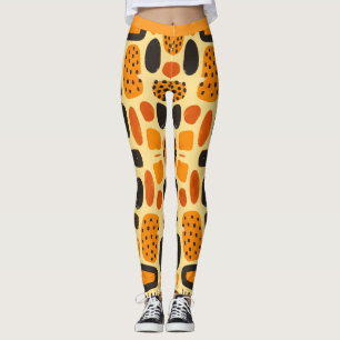 "Savanna Pop: Tribal Vibes in Orange & Black" Leggings
