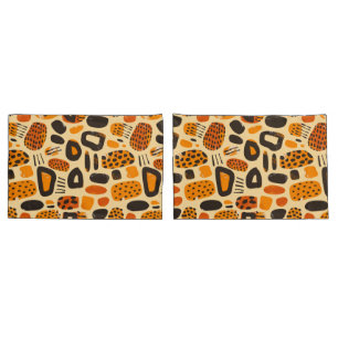 "Savanna Pop: Tribal Vibes in Orange & Black" Pillowcase