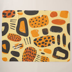 "Savanna Pop: Tribal Vibes in Orange & Black" Sherpa Blanket