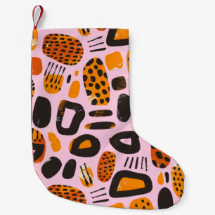 "Savanna Pop: Tribal Vibes in Orange & Black" Small Christmas Stocking