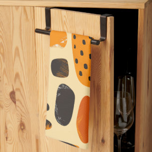 "Savanna Pop: Tribal Vibes in Orange & Black" Tea Towel