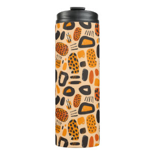 "Savanna Pop: Tribal Vibes in Orange & Black" Thermal Tumbler