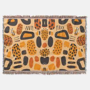 "Savanna Pop: Tribal Vibes in Orange & Black" Throw Blanket