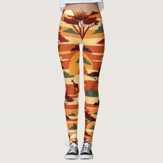 Savanna Sunset Retro Custom Pattern Leggings