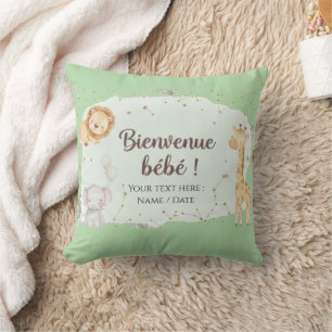 Savannah Animals Watercolor - Welcome Baby Cushion