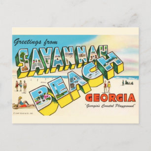 Savannah Beach Georgia Greeting  Postcard
