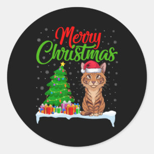 Savannah Cat Christmas Tree Lights Xmas Savannah C Classic Round Sticker