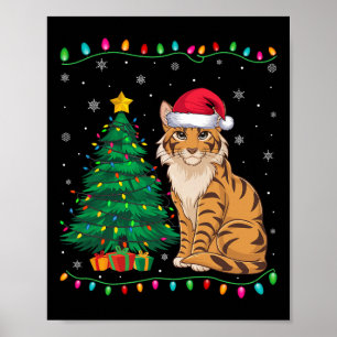 Savannah Cat Santa Hat Men Women Kids Christmas Tr Poster