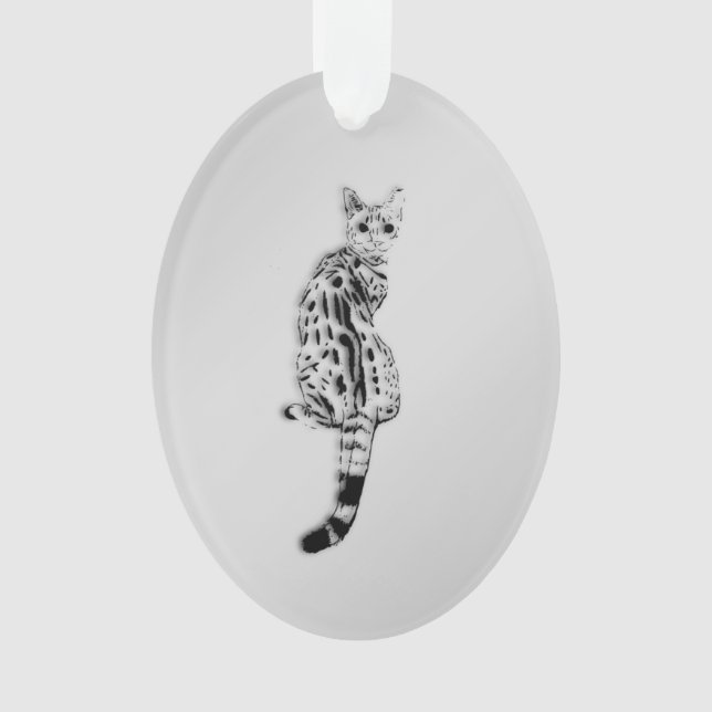 Savannah Cat Silver Ornament (Front)