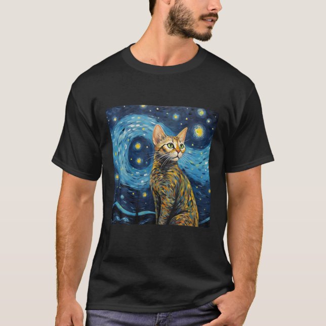 Savannah Cat Starry Night Savannah Cat Starry Nigh T-Shirt (Front)