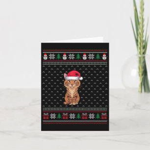 Savannah Cat Wearing Santa Hat Ugly Xmas Savannah Card