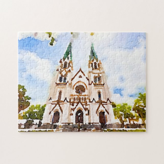 Savannah Cathedral Watercolor Photo Puzzle (Horizontal)